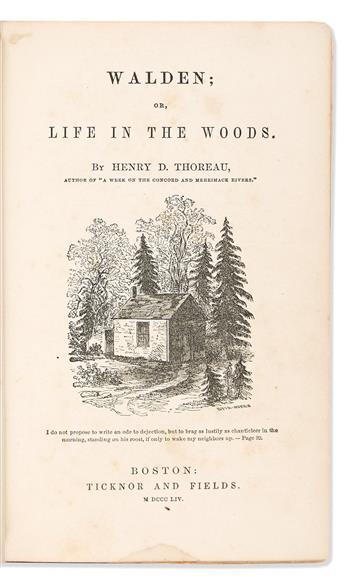 Thoreau, Henry David (1817-1862) Walden; Or, Life in the Woods.                                                                                  